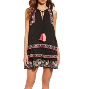 NWT Gianni Bini Black Tiered Embroidered Dress S